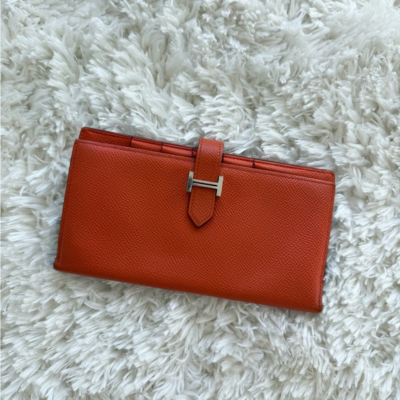 Hermes Bearn Wallet orange epsom leather with palladium hardware - orig. $2625 - Picture 2 of 8